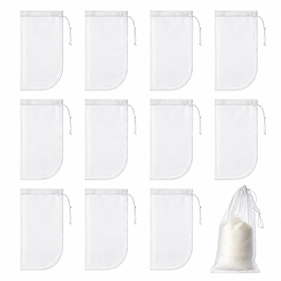 12-Pack Aquarium Filter Media Bag, 7.8x3.86in 180μm Mesh Bag for Pond, Reef, Freshwater Tank