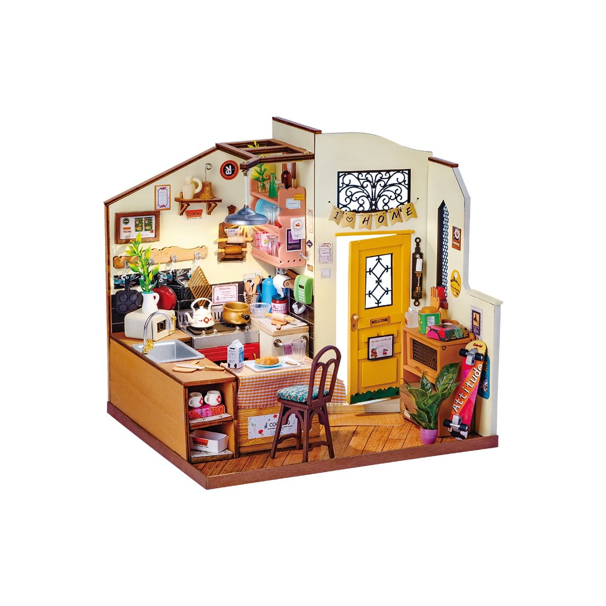 Rolife Cozy Kitchen Diy Miniature House Kit Birthday Gifts For Boys Girls Multicolor