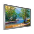 thumbnail image 2 of Designart 'Green Trees By The Bridge Over River' Traditional Framed Art Print, 2 of 4