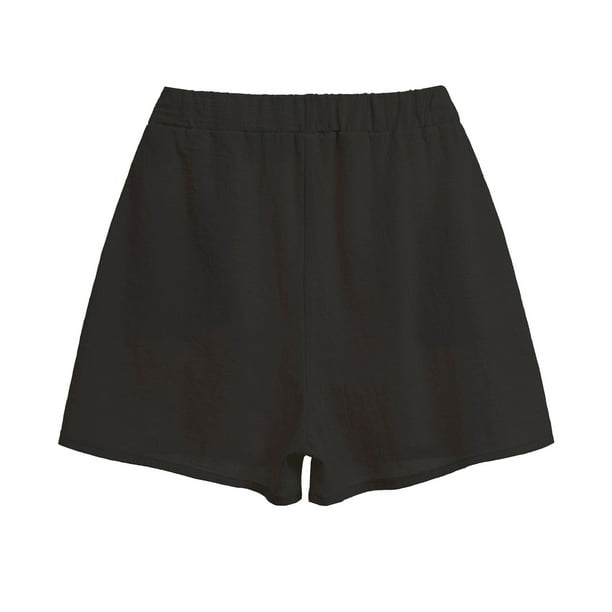 nsendm Female Shorts Adult Spandex Shorts Women Shorts Women Cotton with  Pockets Waist Shorts Casual Workout Elastic Scrunch Butt Shorts for(Black,  XL) 