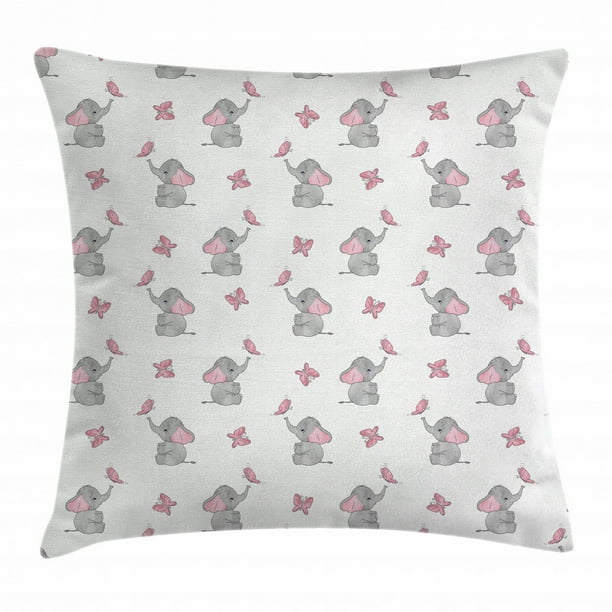 Elephant Nursery Decor Throw Pillow Cushion Cover, Baby Elephants