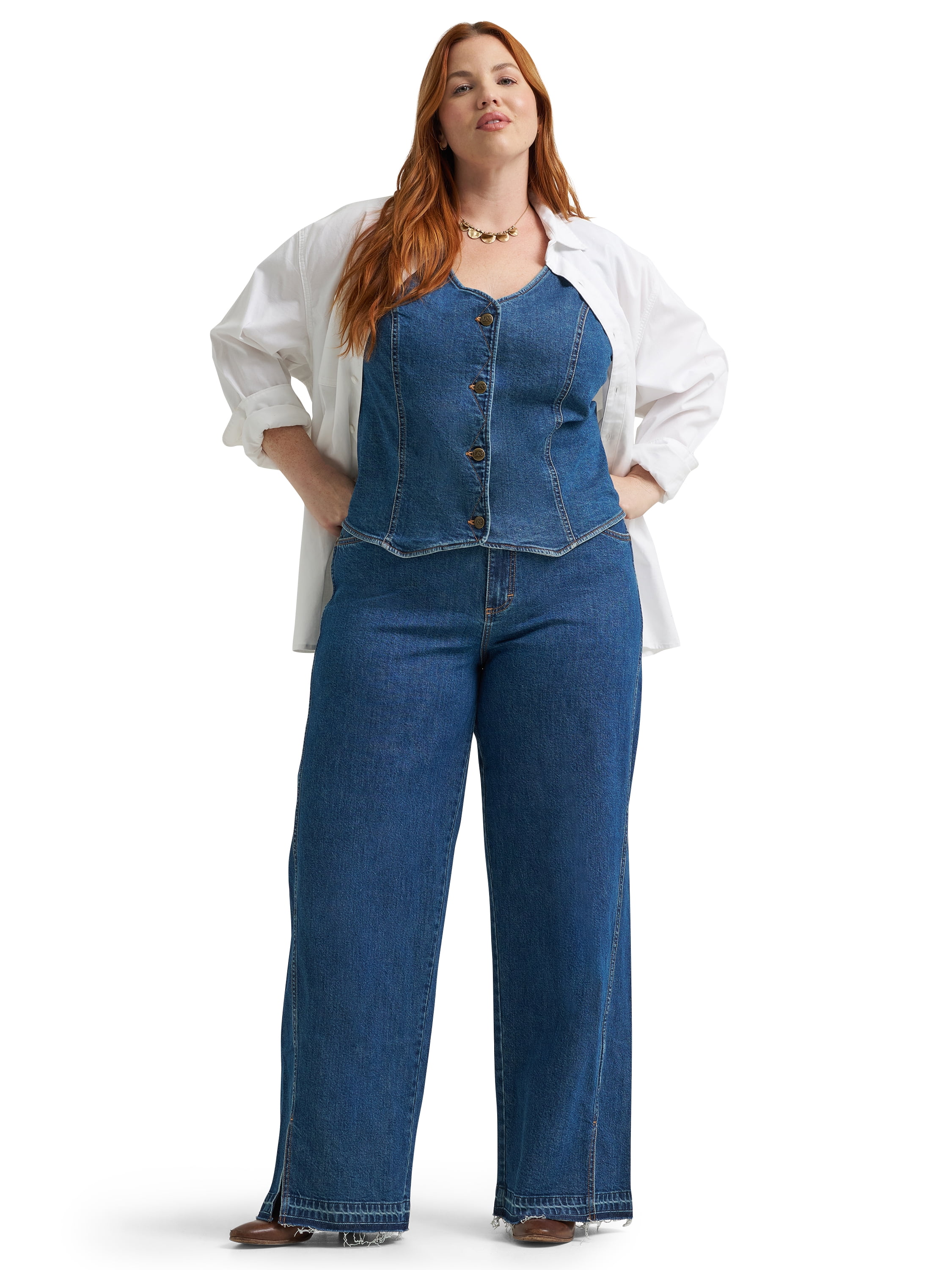 Lee® Women's and Plus Loose Fit Rider Denim Jeans with Released Hem