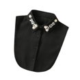 thumbnail image 1 of Cuello falso de camisa con diamantes de imitación y perlas de imitación, desmontable, ajustable, adornado, para medio cuello de camisa, accesorio formal para eventos., 1 of 7