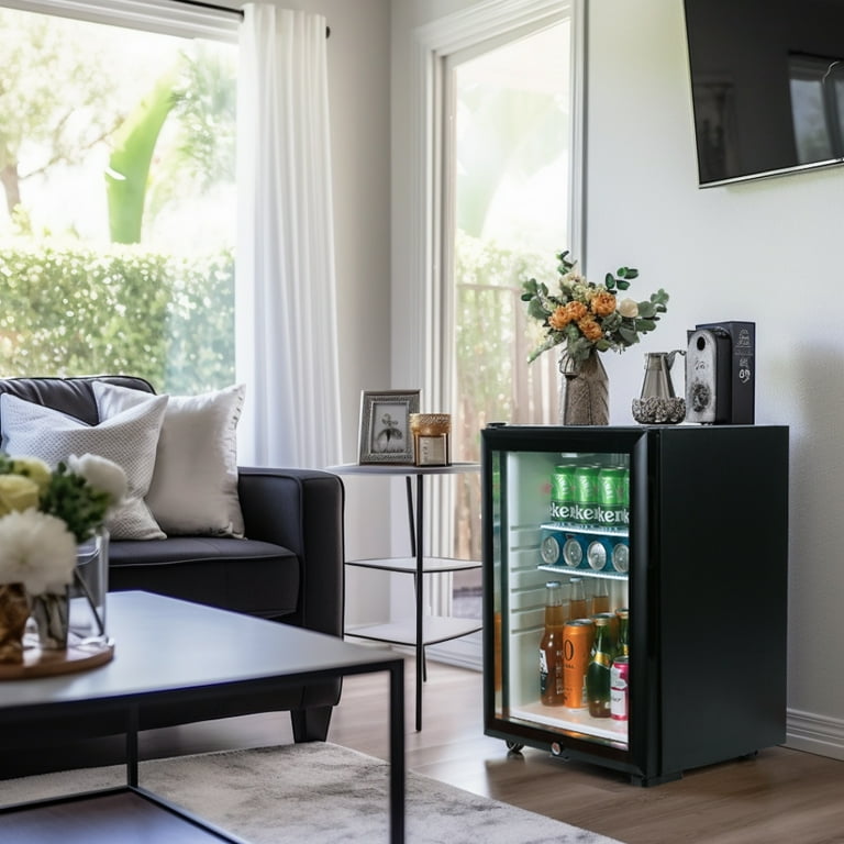 Mini fridge with glass 2024 door and lock