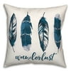 Creative Products Wanderlust Blue Feathers 18 x 18 Spun Poly Pillow