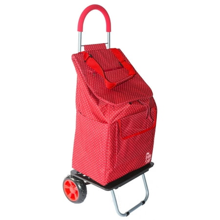 dbest Bigger Folding Trolley Dolly, Red Pin Dot