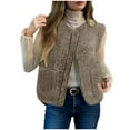 thumbnail image 2 of Womens Sherpa Vest Sleeveless Button Down/Zip Up Cropped Gilet Soft Fitted Fall Winter Warm Casual Jacket with Pockets, 2 of 8
