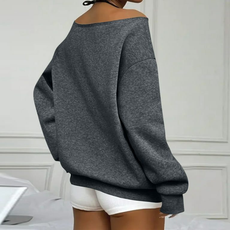 Mohiass Womens Off the Shoulder Sweatshirt Oversized Long Sleeve