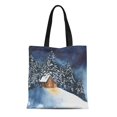 thumbnail image 1 of POGLIP Sac en Toile Réutilisable Sac de Courses Maison Cabane dans la Forêt Peinture Aquarelle Sac de Noël, 1 of 1