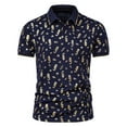 thumbnail image 1 of CEHVOM Fashion Men's Collar Top Stand Collar Print Short Sleeve Button Matching Summer, 1 of 4