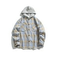 thumbnail image 2 of Brnmxoke Flannel with Hoodie Men Flannel Hoodie Shirts Long Sleeve Casual Vintage Button Down Plaid Shirt Jacket with Pocket Yellow,XXL, 2 of 5