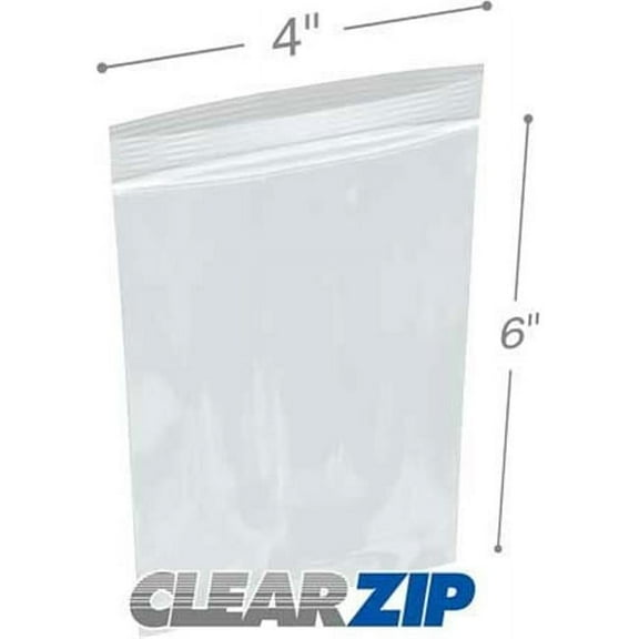 International Plastics CZ20406 4 x 6 in. ClearZip Lock Bags, 0.002 Gauge - Case of 1000