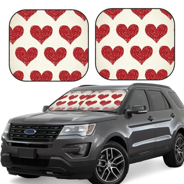 Fotbe Love Juego de 2 Piezas de Parasoles para Parabrisas | Bloqueador Solar para Auto | Accesorios Plegables para Protección Solar Interior-Small