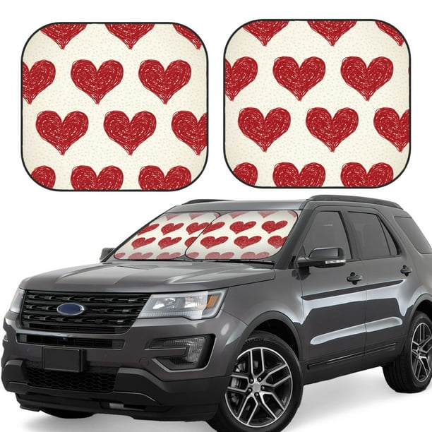 Fotbe Love Juego de 2 Piezas de Parasoles para Parabrisas | Bloqueador Solar para Auto | Accesorios Plegables para Protección Solar Interior-Small