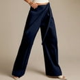 thumbnail image 6 of KLHDSF Pants For Women Solid Casual Drapey Sash Tie Wide Leg Trousers Work Office Navy S, 6 of 8