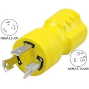 Conntek 30126  Locking Adapter with 30 Amp 125 Volt Male Plug To 15/20 Amp Straight Blade Female Connector