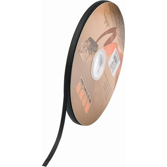 1 Roll Grosgrain Ribbon Black 1/4 inch(6mm) about 100yards/roll(91.44m/roll) for diy