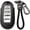 Long Keychain-black, variant on Key Fob Cover Compatible with Infiniti Q50 Q60 QX50 QX55 QX60 5 Button Keychain Case Holder Protector,Leather Keychain-black