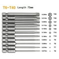 thumbnail image 4 of 1pc -T40 Magnetic Head for Torx Screwdriver Bit 75mm Security Tamper Proof Star T15, 4 of 9