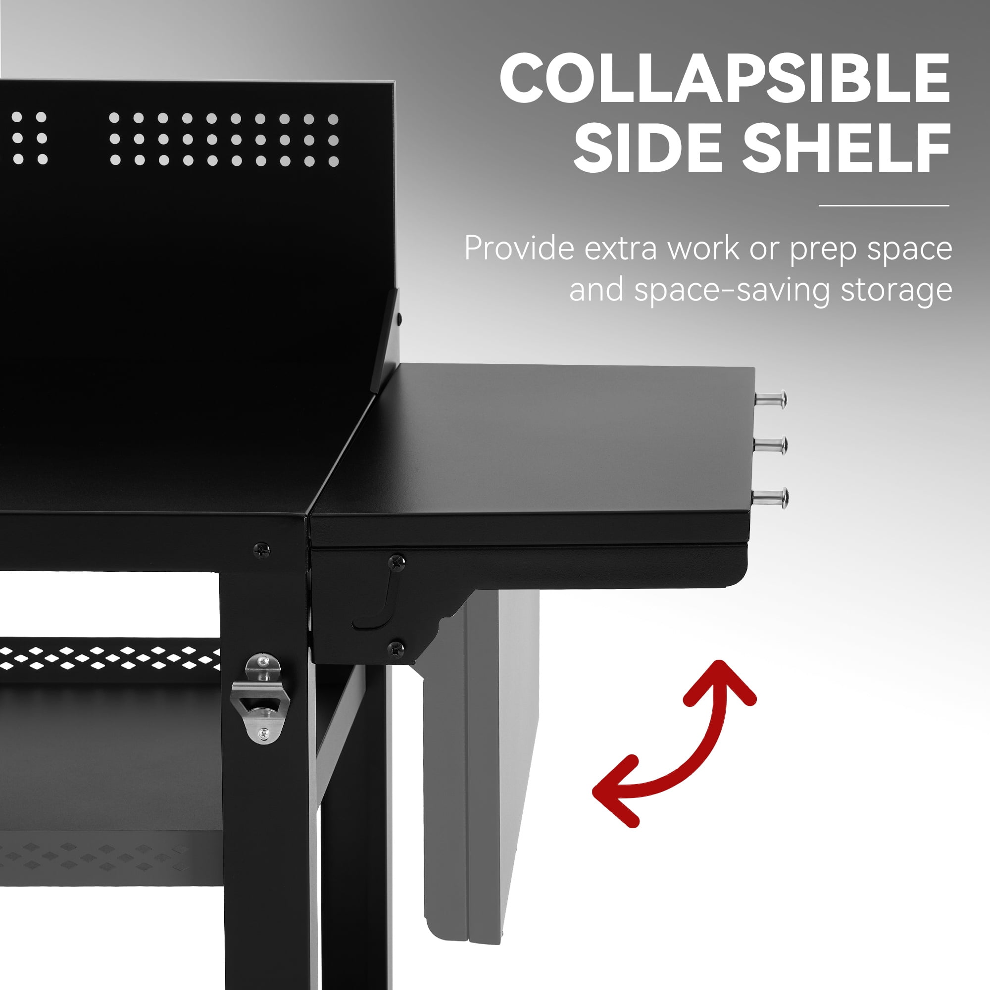 Royal Gourmet PC4001B 3-Tier Prep & Work Table with Middle Shelf for Indoor and Outdoor Use, Black