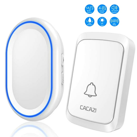 Wireless Door Sensor Chime for Office/Home/Store,Operate Range 1000ft With 58 Chimes 4 Volume Level, 1 Door Sensors 1 Plug-in Receiver,White