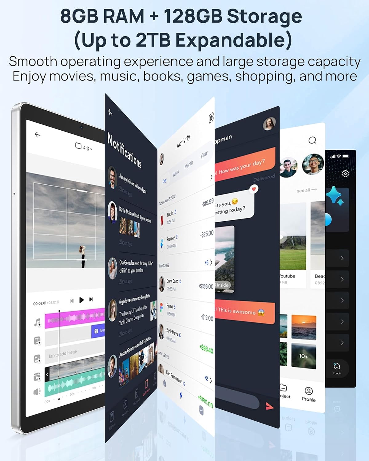 Ulefone Tab A9 Pro Compact Tablet, 8.68" TÜV SÜD Eye Comfort Display, Android 15, 8GB RAM 128GB (2TB Expandable), Slim & Lightweight, Dual Speakers