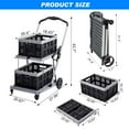 thumbnail image 6 of Folding Shopping Cart with 2 Storage Crates, Multi Use Two Tier Collapsible Cart with 360° Rolling Swivel Wheels Heavy Duty Utility Cart Folding Trolley for Shopping, Picnic and Office, 6 of 10