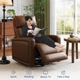 thumbnail image 4 of 360° Swivel Rocking Recliner Chair with Manual Footrest, Soft Faux Leather Upholstered Glider for Living Room/Nursery, 4 of 7