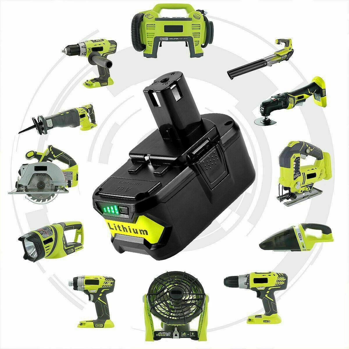 8.0Ah 18V P108 Battery for Ryobi 18V Lithium Battery P102 P103 P105 P107 P108 P109 Ryobi ONE+ Cordless Tool P104 P190 RB18L50 RB18L40
