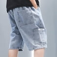 thumbnail image 5 of Cethrio Boys Denim Shorts, Casual Elastic Waist Relaxed Fit Knee Length Jean Shorts Blue Size 6, 5 of 7