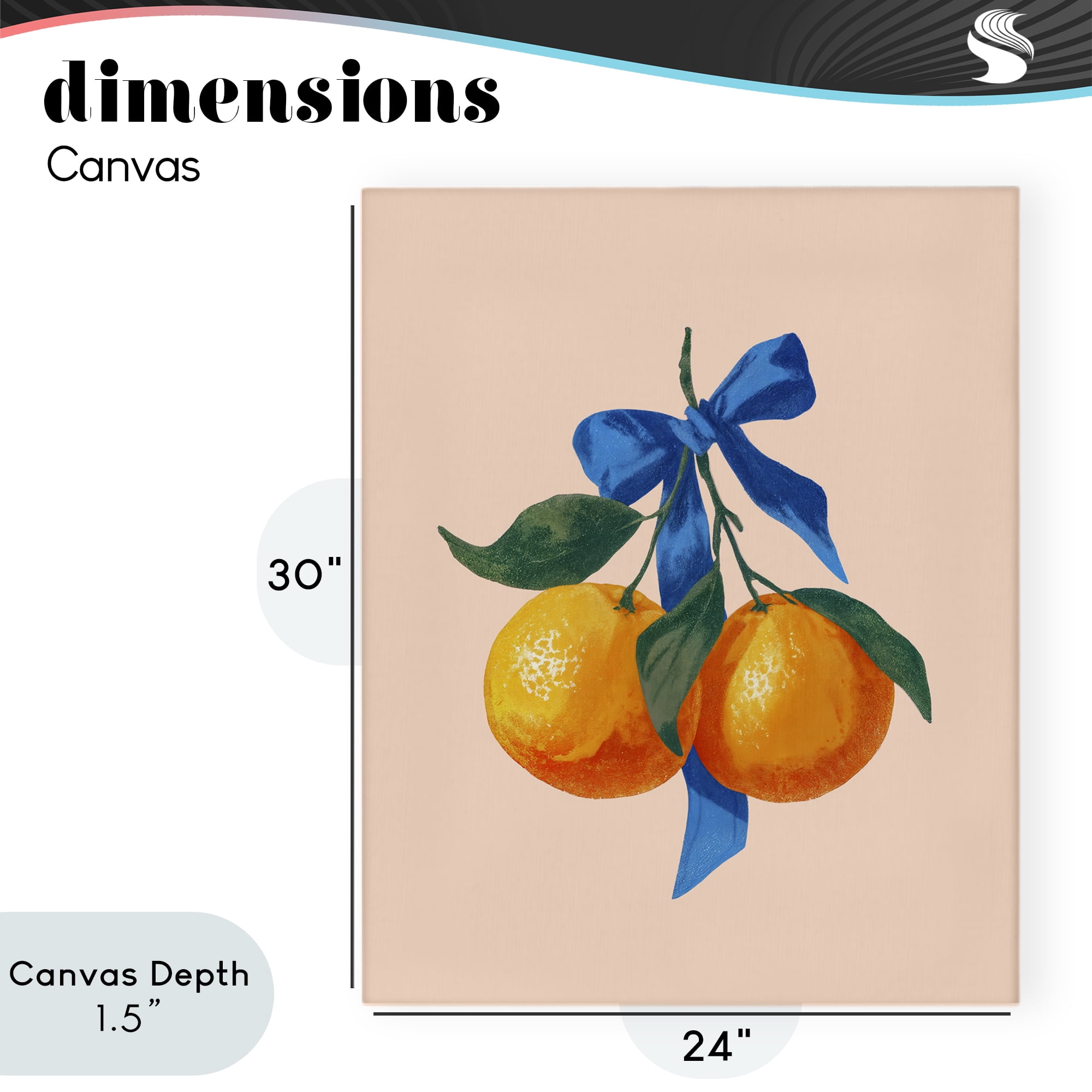 Stupell Industries Two Oranges with Blue Bow Canvas Wall Art, design by Imagine It Images