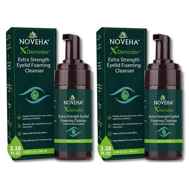 Espuma limpiadora de párpados NOVEHA Demodex con aceite de árbol de té 100 ml x2