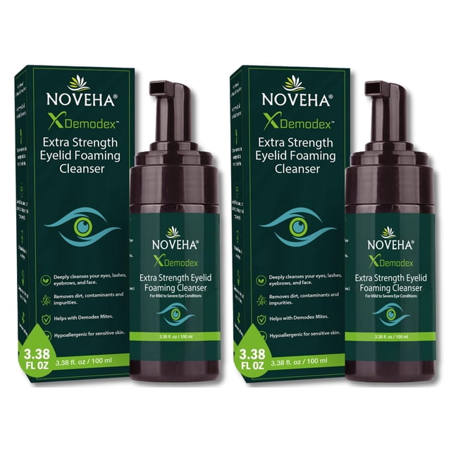 Espuma limpiadora de párpados NOVEHA Demodex con aceite de árbol de té 100 ml x2