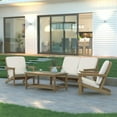 thumbnail image 6 of Emma + Oliver All-Weather Polyresin Two Tiered Adirondack Style Coffee Table in Natural Cedar Finish with Slatted Top, 6 of 10