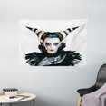 thumbnail image 1 of Fantasy Tapestry, Portrait of a Gothic Lady with a Carnival Costume Black Lipstick and Hair Horns, Wall Hanging for Bedroom Living Room Dorm Decor, 60W X 40L Inches, White Black, by Ambesonne, 1 of 2