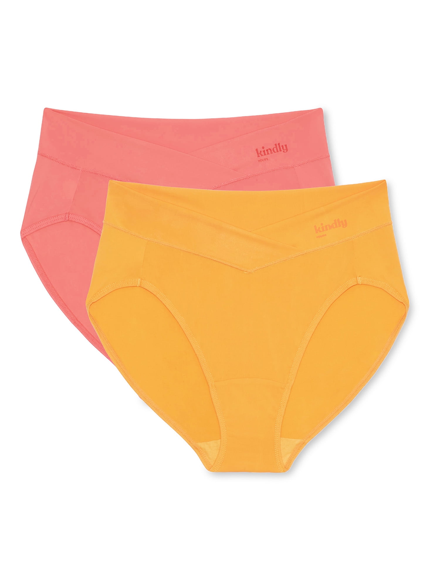 Kindly Yours Women’s Sustainable So Comfy Crossover Waist Hi-Cut Underwear, 2-Pack