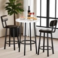 thumbnail image 4 of MOOSENG Bar Table Set of 2, Bistro Kitchen Table Sets with 2 PU Leather Bar Stools, Wood Pub Bar Table Set for Breakfast Nook Small Space Restaurant, Round Table, 4 of 8