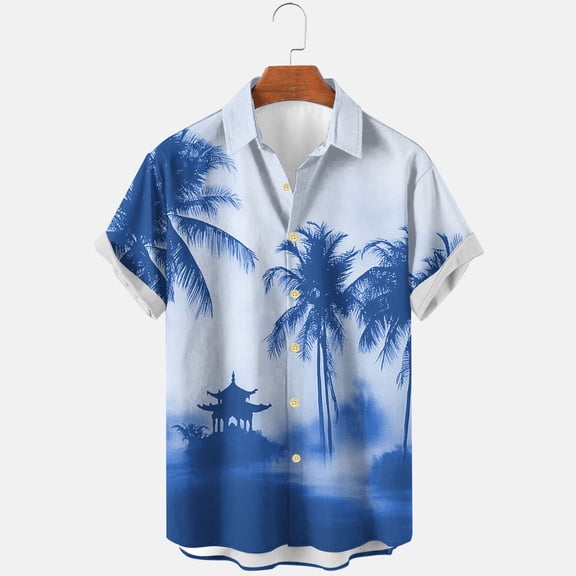 Kalauyu Hawaiian Shirt for Men: Beach Vacation Summer Short Sleeve Button Down Mens Shirts Casual Stylish