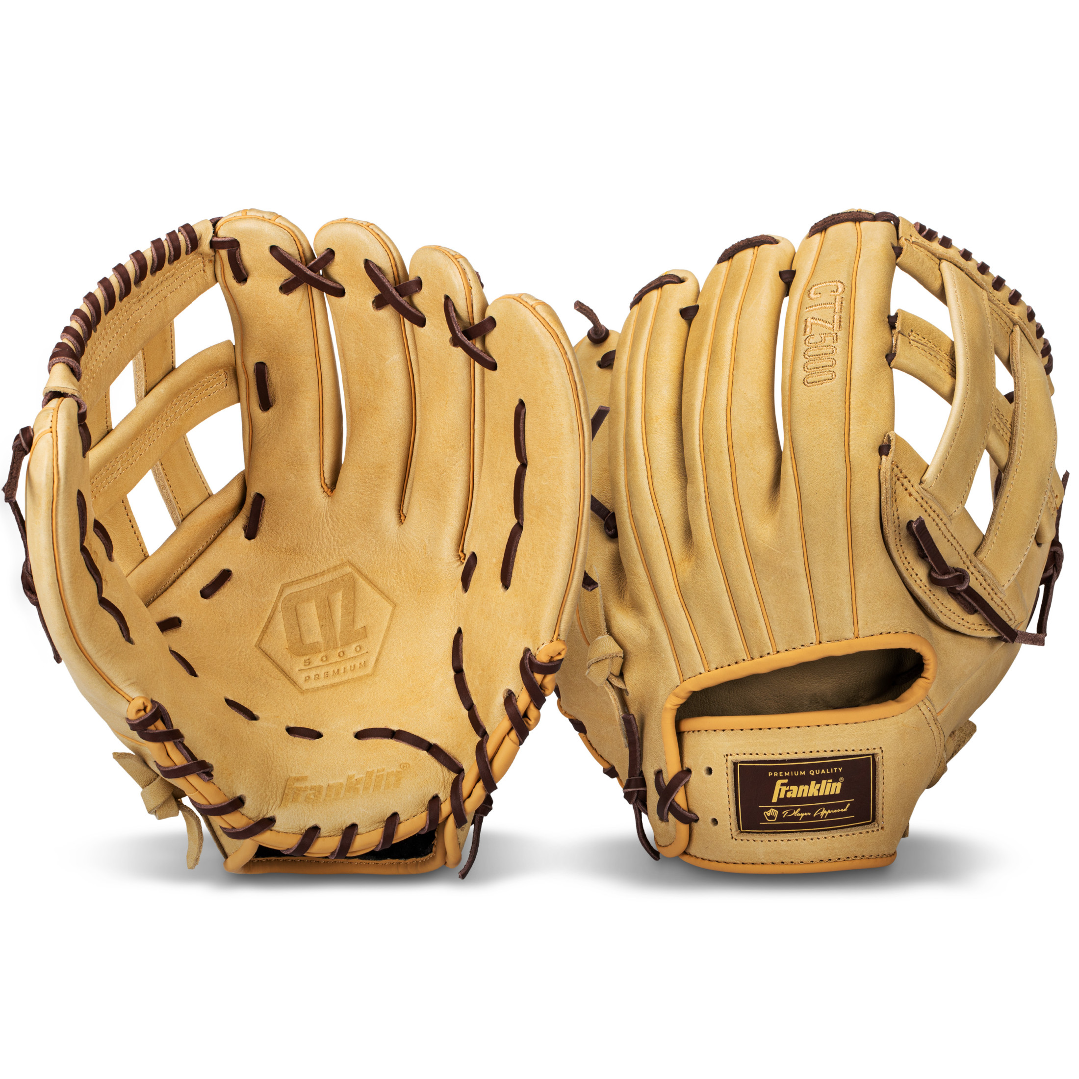 Franklin Sports CTZ5000 Cowhide Leather Baseball Outfield Glove, 13 in, Camel, Right Hand Throw