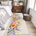 thumbnail image 4 of 2'x6' Rug Runners for Hallways Kitchen, Pink Orange Flowers Non Slip Entryway Beside Floor Carpet Runner, Spring Floral Farmhouse Botanical Rustic Laundry Room Bedroom Throw Rugs Mat for Family Pet, 4 of 8