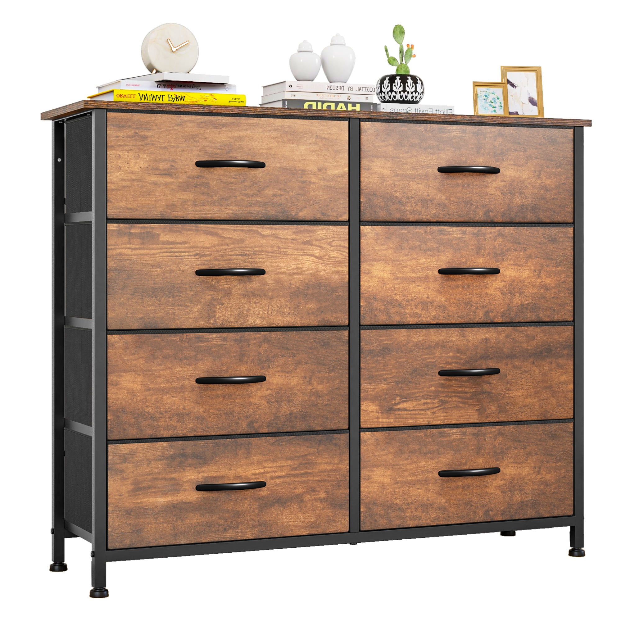 Uforic 8-Drawer Dresser Storage Cabinet Bedroom Organizer For Living Room,Hallway,Durable Steel Frame, Wooden Top