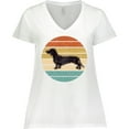 thumbnail image 3 of Inktastic Dachshund Dog Retro Sunset Women's Plus Size V-Neck T-Shirt, 3 of 5