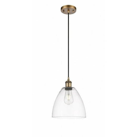 516-1P-WPC-GBD-94 Innovations Lighting Ballston Bristol Glass 1 Light 9" Cord Hung Mini Pendant Clear/Brushed Brass