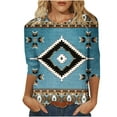 thumbnail image 2 of ALLLIST Spring Tops Blue Boho Geometric 3/4 Sleeve Crew Neck T-Shirts Tshirt Dress Women XL, 2 of 4