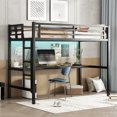 thumbnail image 3 of Metal Twin XL Size Loft Bed with Power Outlet and LED Lighted, Space-Saving, Noise Reduced, Black, 3 of 7