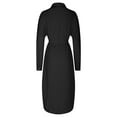 thumbnail image 3 of Oplxuo Womens Sexy Long Sleeve Ruched Shirt Dresses Elegant Tie Front Button Down Business Party Midi Dress, 3 of 5