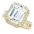 thumbnail image 3 of Pompeii 5 3/4Ct Emerald Cut Moissanite & Diamond Engagement Ring White Yellow Rose Gold, 3 of 6