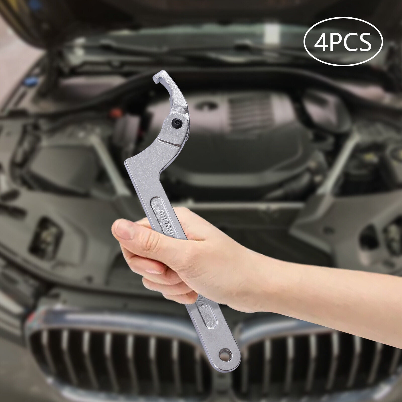 4 Pieces C Pin Spanner Hook Wrench Adjustable Spanner Wrench Set for Tighten Lock Nuts Bearings