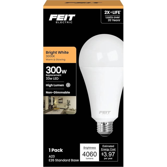 shiyou-A23 Ampoule LED, Équivalent 300W, Non-Dimmable, 4060 Lumens, Base Standard E26, 3000k Blanc Doux, Ampoule LED Haute Puissance, Résistante à l'Humidité, Durée de Vie 22 Ans, OM300/830/LED