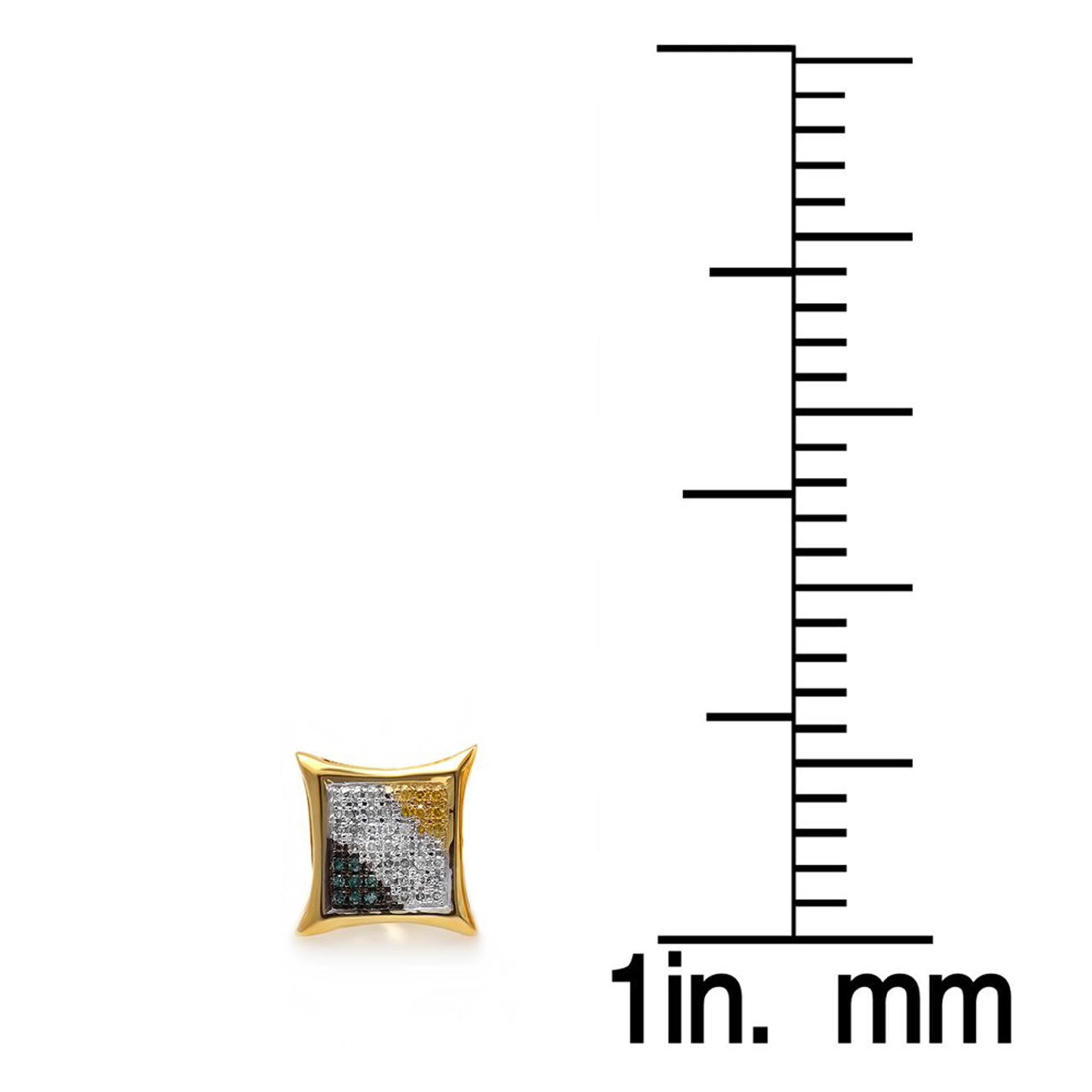 Dazzlingrock Collection 0.10 Ctw Natural Round Blue, White, Yellow Diamond Micro Pave Kite Hip Hop Stud (1Pc Only) in 10K Solid Yellow Gold, Screw Back,Unisex Design Ladies,Mens Real Diamond Earrings